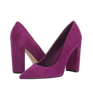 Marc Fisher LTD Magenta Suede Abilene Pointy Toe Block Heel Pumps Size 6M